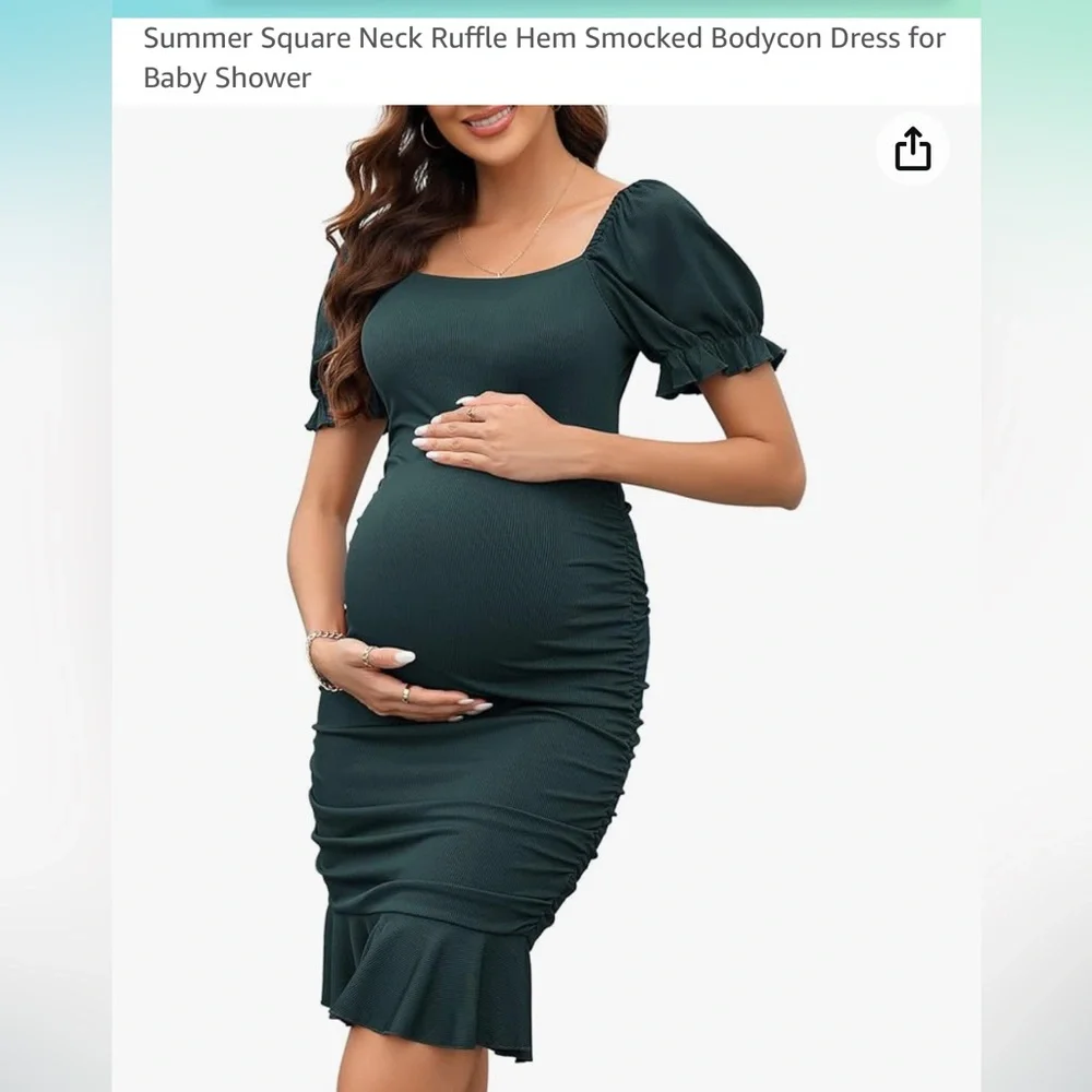 Maternity Square Neck Ruffle Bodycon Dress - Picture 4 of 4